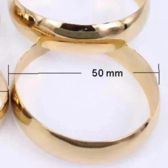 NEW 18K YELLOW GOLD 2” ROUND CHUNKY HOOP EARRINGS, NICE EARRINGS, CUTE EARRINGS - Picture 4 of 5